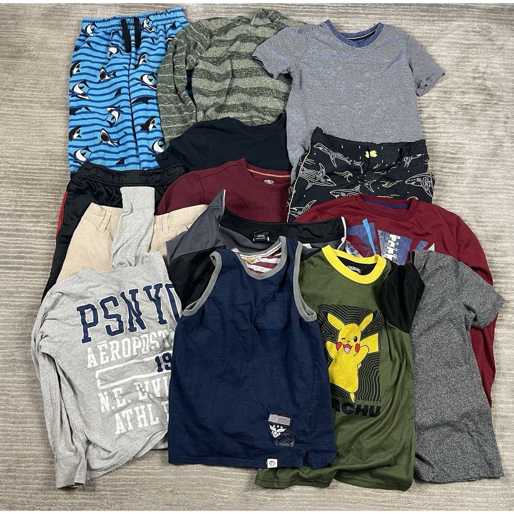 Lot of 14 Boys Clothes 10-12 Pokemon Athletic‎ Works Aeropostale etc+